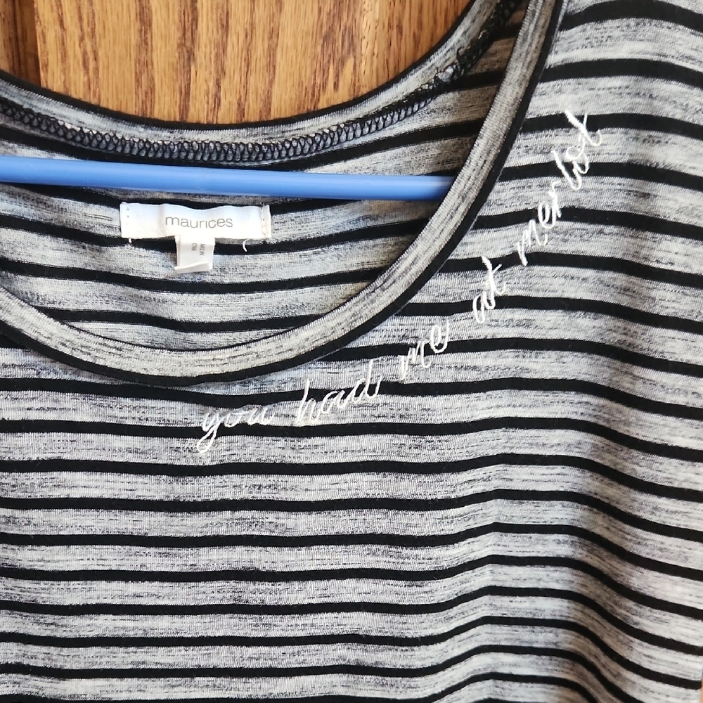 Maurices Black and Gray Striped Short Sleeve Top - Picture 3 of 6